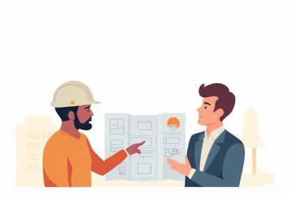Illustration of a consultation meeting between expert and client